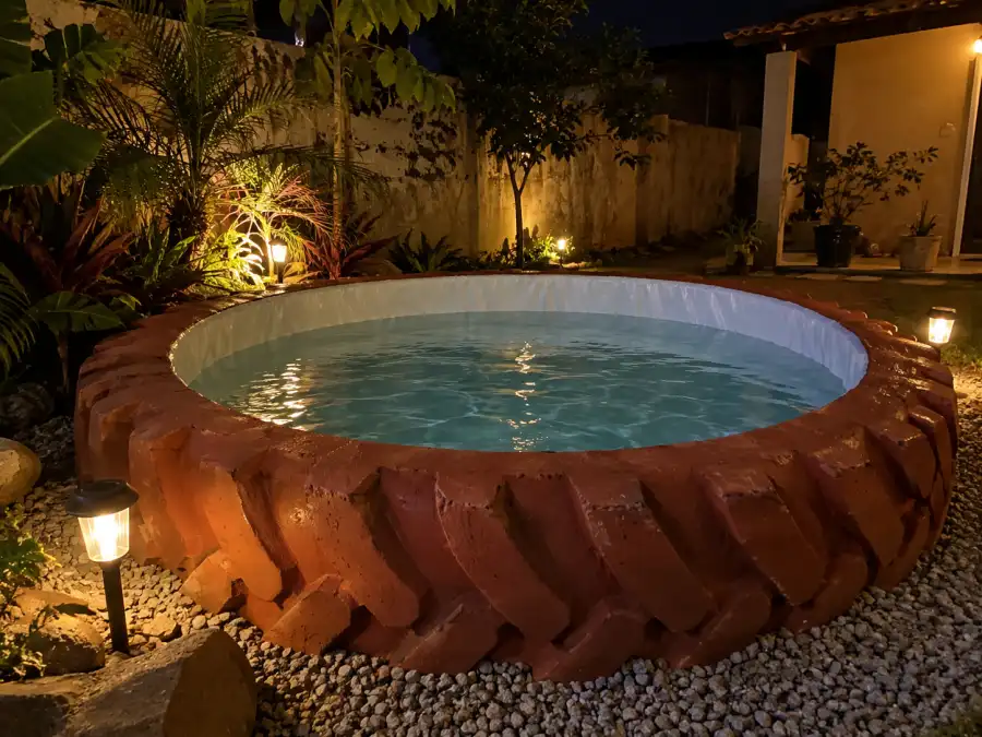 Cena ilustrativa: Pneu terracota à noite